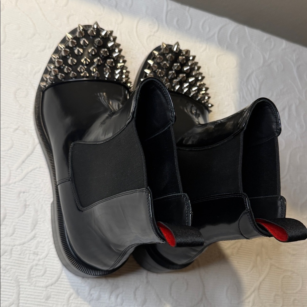 Christian Louboutin Melon Spike Chelsea Black Studded Boots - Picture 13 of 17